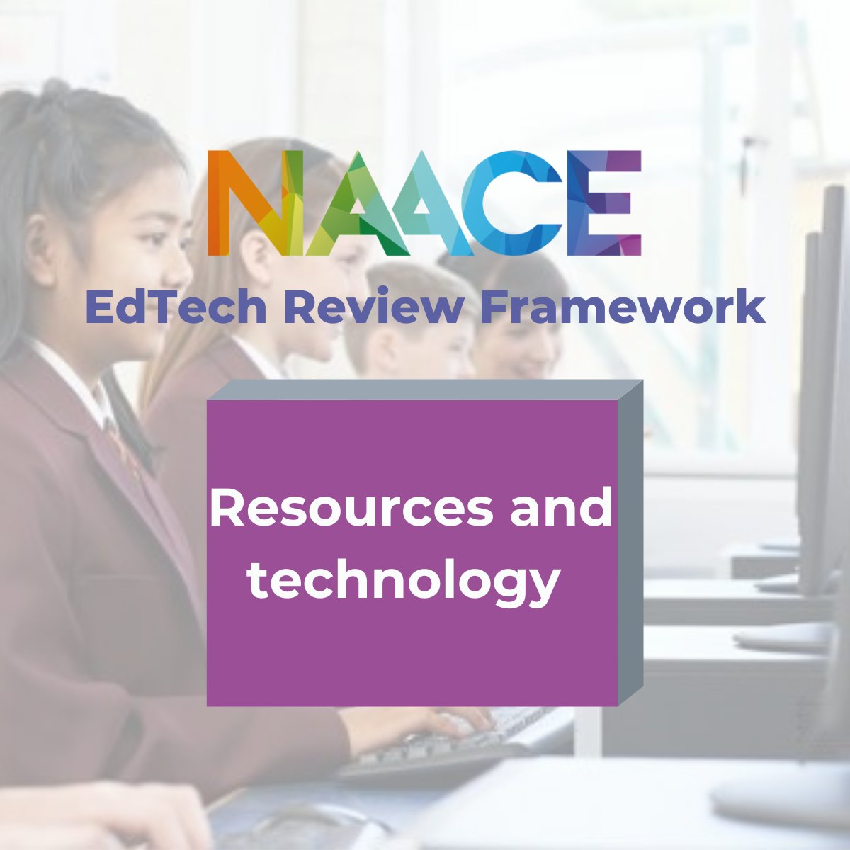 We understand the pivotal role Resources &amp; Technology play in effective #EdTech practices. That's why it's one of the elements in our #ERF. Share your insights on EdTech resources and technology by participating in our research project: naace-research-hub.co.uk
