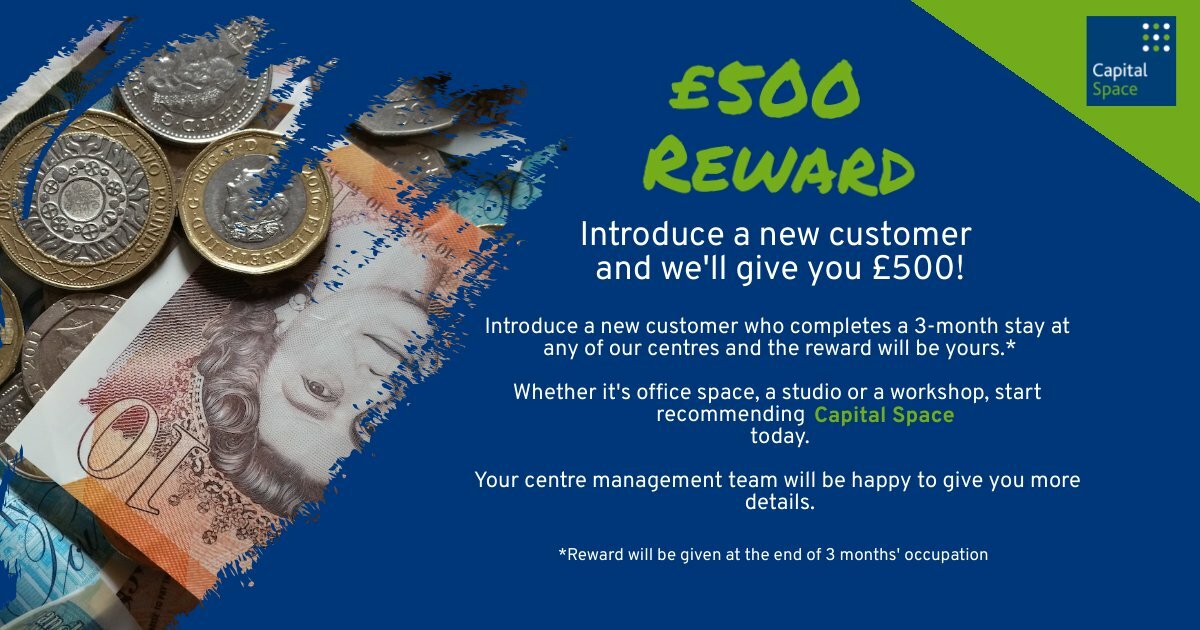 ColSeedbed's tweet image. Want to earn some extra cash? 
Refer family or friends to our #workspace  and get £500 as a reward. It's easy money for just spreading the word! See website for details. T&amp;amp;Cs apply. ow.ly/RrUb50SjMAz
#£500reward #referrals #easymoney