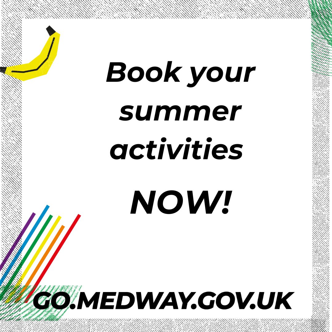 Exciting News!!! You can book all our MedwayGo summer holiday activities now - booking is open...

Sessions run from today to 23 August so there's lots to choose from.  Head over to our website and start booking your child's summer of fun - orlo.uk/yUD9R