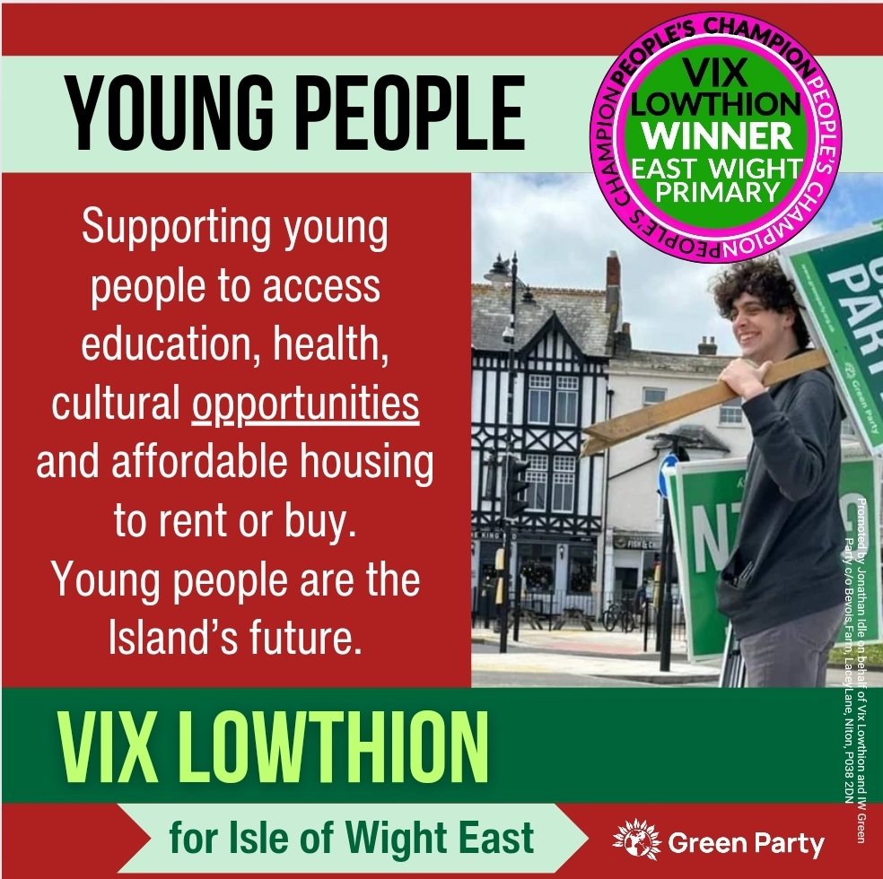 VixL's tweet photo. As the new MP for the new seat of Isle of Wight East I would look to reverse the demographic trend & put the needs of young people at the heart of what we do.
We must encourage young people to stay, live, work and play on the Isle of Wight - they are our future. #VoteVix https://t.co/3K72Y3Am4U