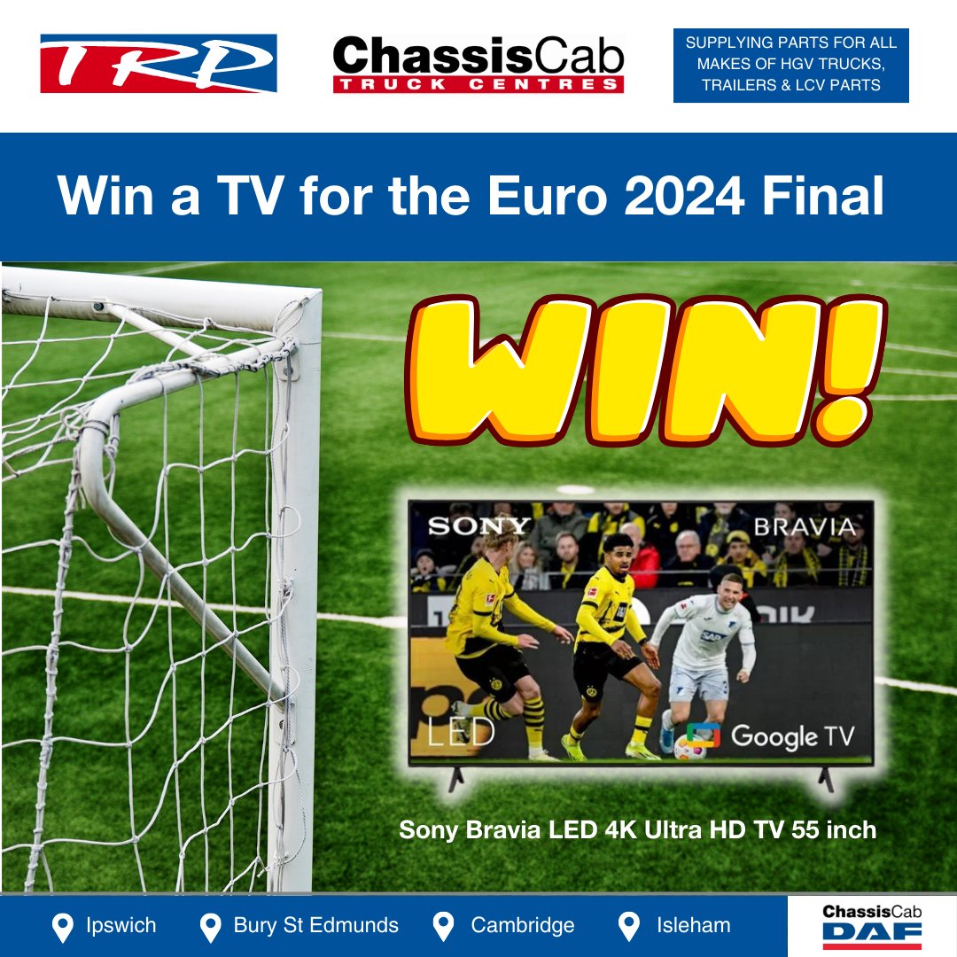 chassis_cab_daf's tweet photo. 🎉 Exciting News! 🎉 

As part of Euro 2024, we’re 𝗴𝗶𝘃𝗶𝗻𝗴 𝗮𝘄𝗮𝘆 a Sony Bravia LED 4K Ultra HD 55 inch TV! 📺🔥 

𝐇𝐨𝐰 𝐭𝐨 𝐞𝐧𝐭𝐞𝐫:

🎯 Like this post
🎯 Share this post
🎯 Follow our page

#trp #chassiscab #daf #daftrucks #Giveaway #prize #Euro2024 https://t.co/1iKqIuaWuq