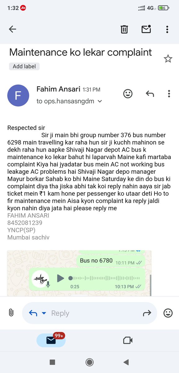 Fahim Ansari (@fahimansari1127) on Twitter photo Sir is taklif ko jald se jald theek Karen aur apne contactor se boliye ke maintenance per Dhyan rakh AC bus Puri tarah pack hone ki vajah se kafi logon Ko sas lene main dikkat hoti hai
<a href="/myBESTBus/">BEST Bus Transport</a> <a href="/mieknathshinde/">Eknath Shinde - एकनाथ शिंदे</a> <a href="/NCPspeaks/">Nationalist Congress Party - Sharadchandra Pawar</a> @ Sir is taklif ko jald se jald theek Karen aur apne contactor se boliye ke maintenance per Dhyan rakh AC bus Puri tarah pack hone ki vajah se kafi logon Ko sas lene main dikkat hoti hai
<a href="/myBESTBus/">BEST Bus Transport</a> <a href="/mieknathshinde/">Eknath Shinde - एकनाथ शिंदे</a> <a href="/NCPspeaks/">Nationalist Congress Party - Sharadchandra Pawar</a> @