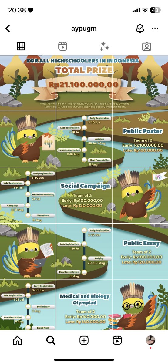 pinkycoquette_'s tweet image. 2. aypugm 
nah kalau yang ini dari ugm! selain ada medical and biology olym, ada beberapa cabang lomba lain yang bisa kalian ikutin. for more information, cek ig nya di @ aypugm