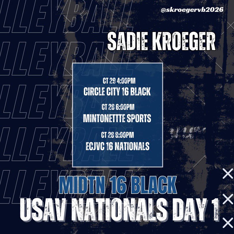 skroegervb2026's tweet photo. 🏐The countdown is on!!! Day one of #GJNC schedule below❗️@Jennabanz @VBallrecruiter @CoachSamWol23 #midtnvbc #midtn16black #classof2026 #vegas https://t.co/edoeOexuW8