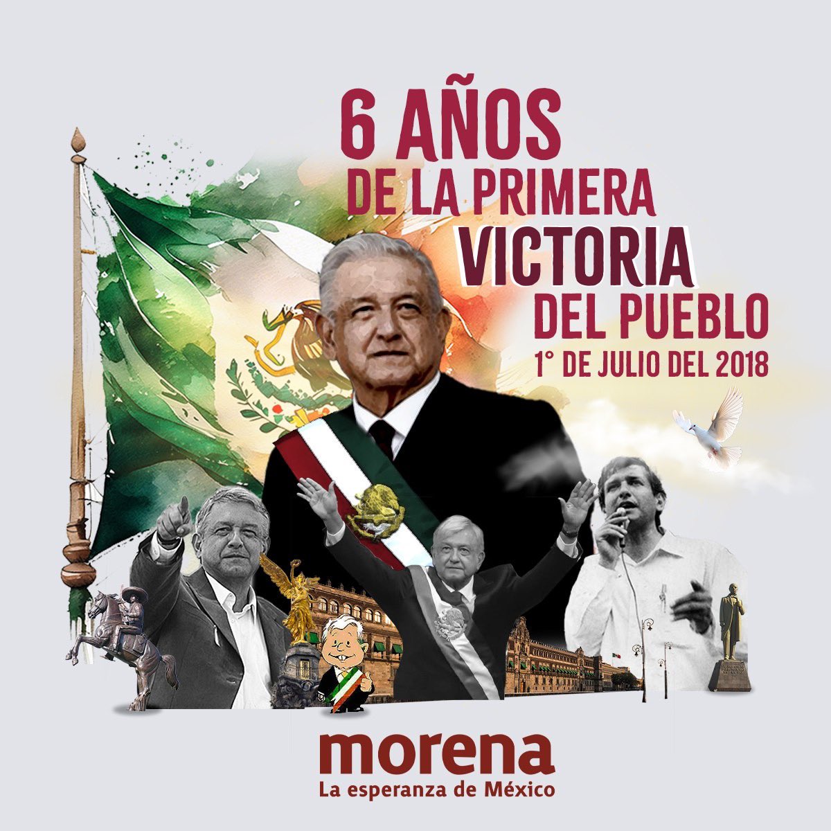 Hace 6 años, millones de mexicanas y mexicanos a lo largo de todo el país, salieron a votar por nuestro presidente, <a href="/lopezobrador_/">Andrés Manuel</a>.

El pueblo triunfó, y empezamos la revolución de las conciencias. Al igual que la Cuarta Transformación, seguiremos cosechando victorias para
