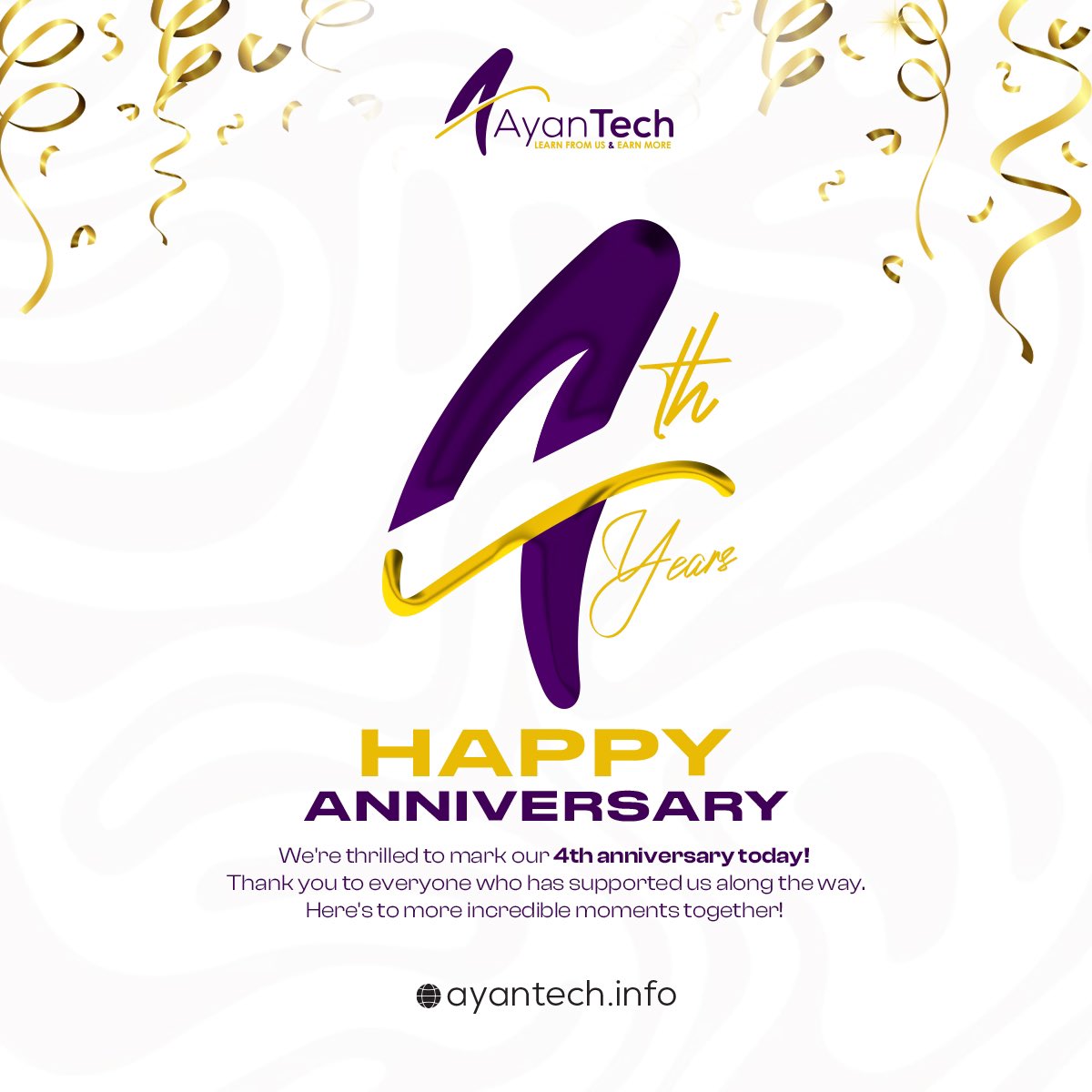 AyanTechDev's tweet image. We&apos;re thrilled to mark our 4th anniversary today!

Thank you to everyone who has supported us along the way.