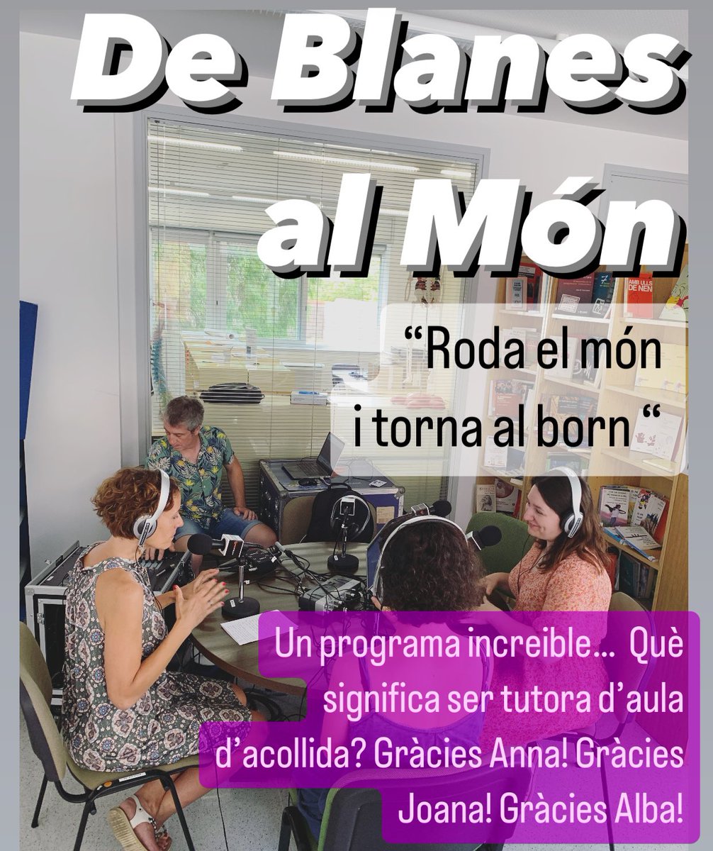 “De Blanes al Món” Quin programa… increible! L’últim de la temporada. Què és una aula d’acollida a la Selva II? Gràcies Alba! Gràcies Joana! Gràcies Anna! #ELIC #CRP #auladacollida <a href="/RafelEster/">ESTER RAFEL</a> 

🔗 open.spotify.com/episode/3zgBFt…