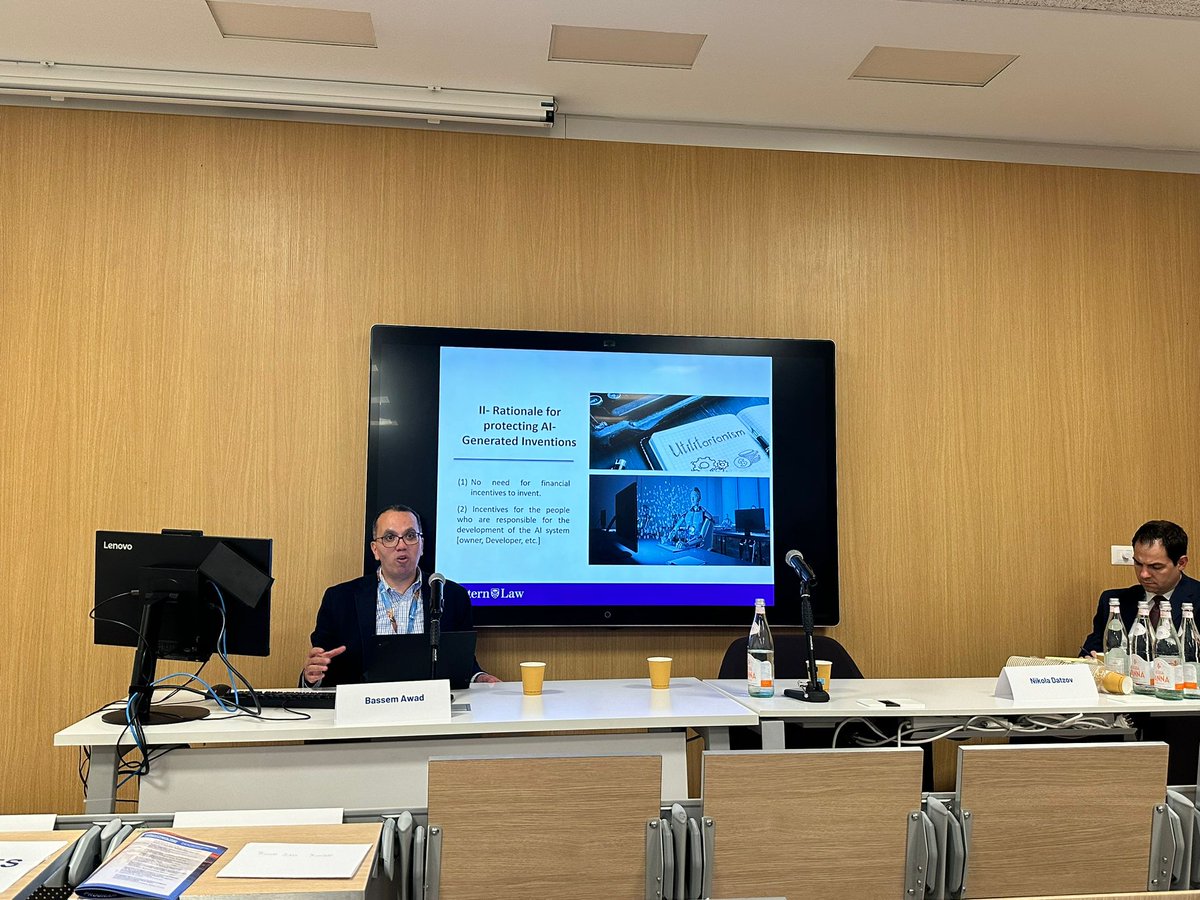 ATRIP_INT's tweet photo. How can patent law influence the development of sustainable AI? This is only one of the questions that were dealt with during our panel on patents, ethics and AI, chaired by @Prof_Datzov https://t.co/a9Ef5uqopz