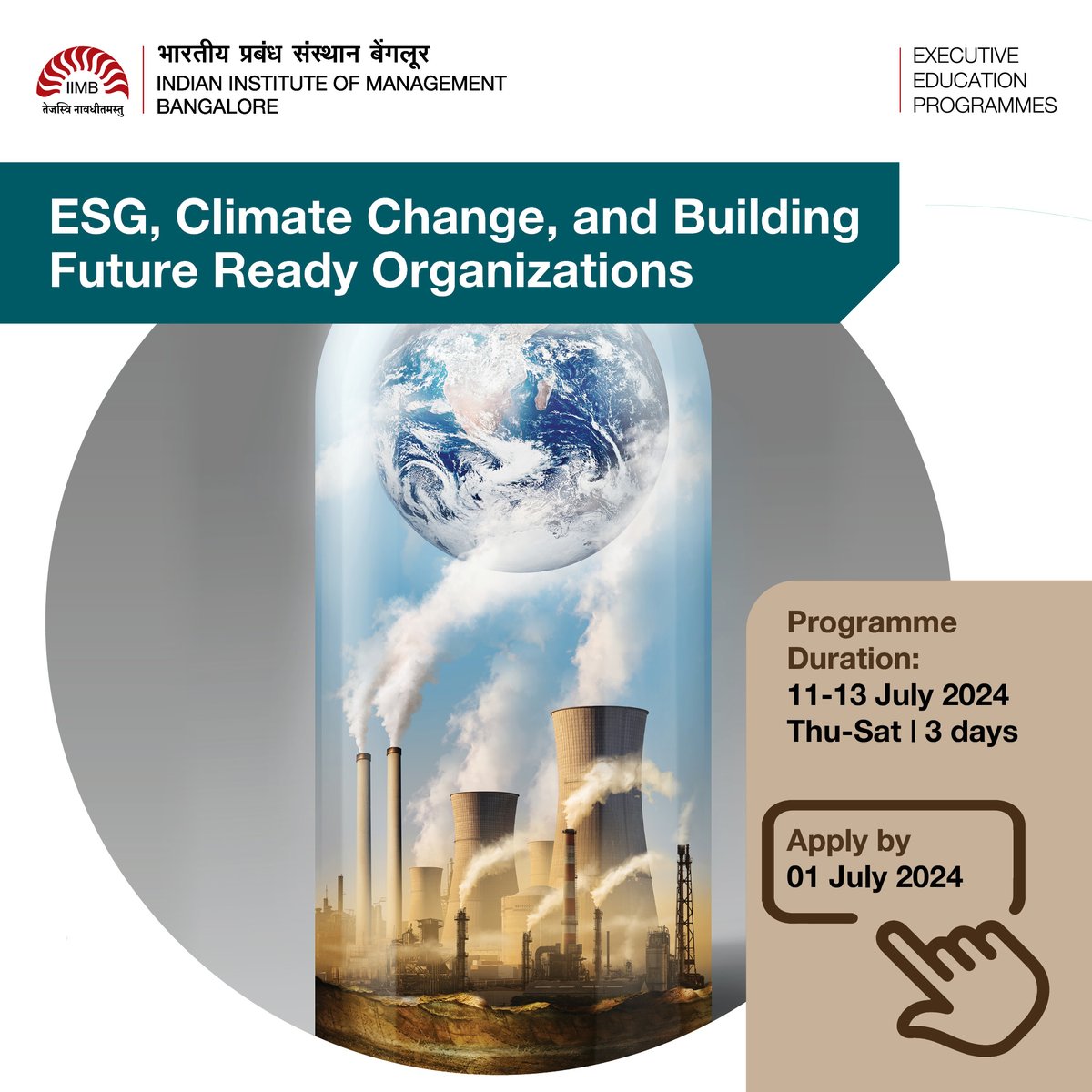 IIMB_EEP's tweet photo. Interested in understanding the current state of #ESG, #climatechange and its implications on businesses?
Join EEP's 3-day #executiveprogram
Learn more: https://t.co/3TSX2TxrCL
@iimb_official #iimb #executiveeducation #netzerogoals #decarbonize #greeninnovation #esgregulations https://t.co/OOs3XkUhUj