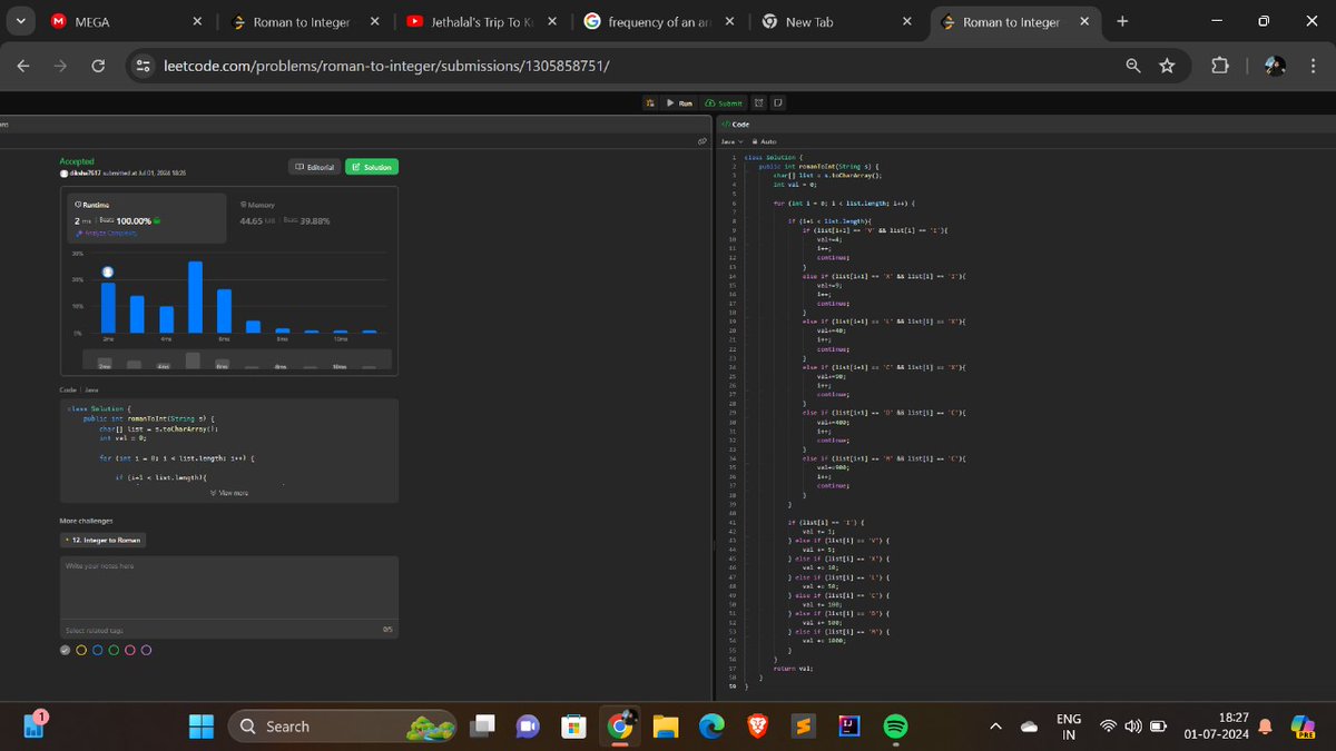 DikshaAgar76700's tweet photo. "Persistence pays off! Solved a tough LeetCode problem day(4/21) challenge and learned something new. 🌟 #TechTwitter #LeetCode #CodeMastery" https://t.co/H5qhXkTSkS