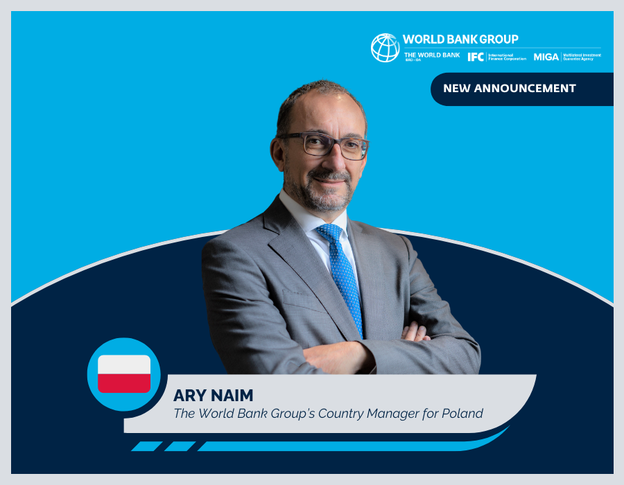 <a href="/WorldBankECA/">World Bank Europe and Central Asia</a> <a href="/IFC_org/">IFC</a> <a href="/MIGA/">MIGA</a> <a href="/WorldBank/">World Bank</a> <a href="/GuvernulRMD/">🇲🇩🇪🇺Government of the Republic of Moldova</a> In #Poland, <a href="/AryNaim/">Ary Naïm</a> is now the World Bank Group’s Country Manager, where he will lead on developing public and private-sector solutions to the country’s most pressing challenges, like the green transition, tackling inequality and raising living standards:wrld.bg/3GiK50SsNH1