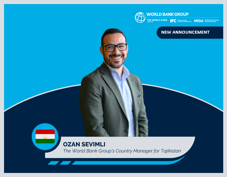 <a href="/WorldBankECA/">World Bank Europe and Central Asia</a> <a href="/IFC_org/">IFC</a> <a href="/MIGA/">MIGA</a> <a href="/WorldBank/">World Bank</a> <a href="/GuvernulRMD/">🇲🇩🇪🇺Government of the Republic of Moldova</a> <a href="/AryNaim/">Ary Naïm</a> The World Bank Group's presence in #Tajikistan is now led by <a href="/sevimli_o/">Ozan Sevimli</a>, who will engage with stakeholders on how we can best support the country's development goals, including boosting incomes, creating jobs and strengthening resilience to climate change: wrld.bg/qUu350Ssxx1