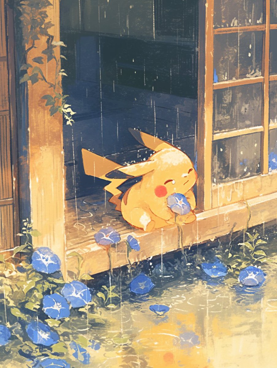 Pikachu in the rainy season