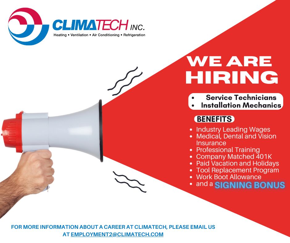 ClimatechInc's tweet photo. Climatech is hiring. Learn more about our open positions at https://t.co/oYmKBBq8zU https://t.co/MXJEn61HZT