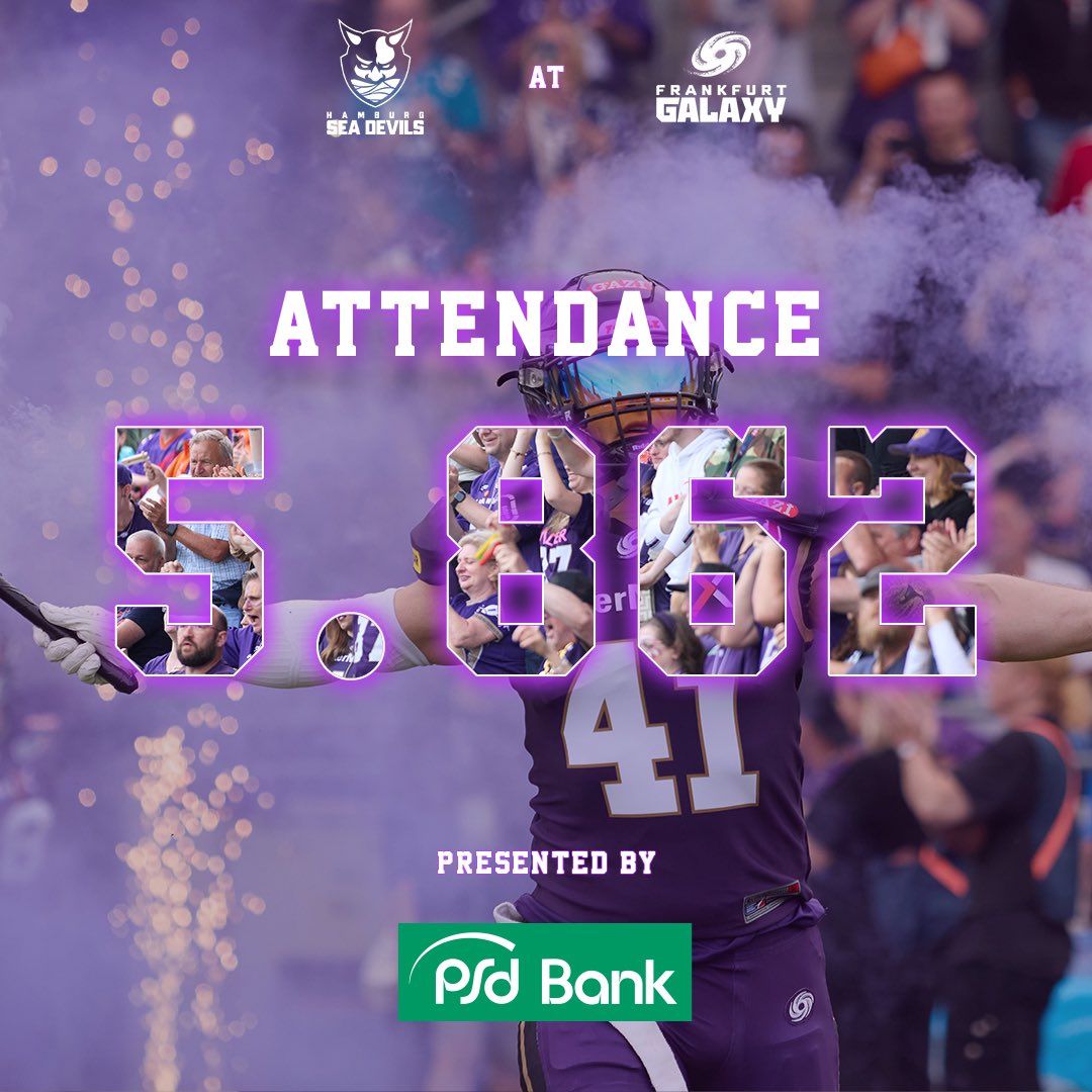 FFM_Galaxy's tweet photo. Thank you to 5.862 Fans in the purple hell yesterday๐ฅ
Presented by Psd Bank Hessen-Thรผringen
See you next time, back in the PSD Bank Arena๐ฅ๐
๐๏ธ 13.07.2024 - 18:00 Uhr @ PSD Bank Arena
#FrankfurtGalaxy #purpleFamily #FootballIsFamily #ELF24 #AmericanFootball #HSDatFGY https://t.co/qtmB2WFeX2