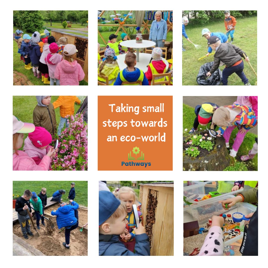 Pomocdeci's tweet image. #PathwaysProject promote cooperation of professionals and parents, inclusive, digital and green environments in ECEC in Italy, Lithuania, Romania, Serbia.
Marijampole kindergarten „Taking small steps towards an eco - world", exploring the environment through a magnifying glass.
