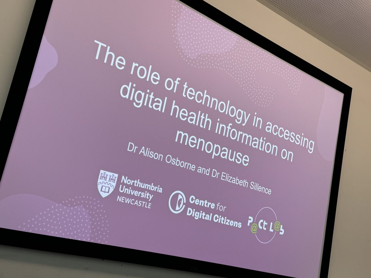 Great presentation by PaCT Lab member <a href="/AlisonKOsborne/">Dr Alison Osborne</a> at <a href="/BPSCyberPsych/">BPS Cyberpsychology</a> #CYBER24 👏🏼 Alison presented her work with <a href="/beehivewife/">Liz Sillence</a> as part of the <a href="/digi_citizens/">Centre for Digital Citizens</a>. The research looks at how people are accessing menopause information via technology.