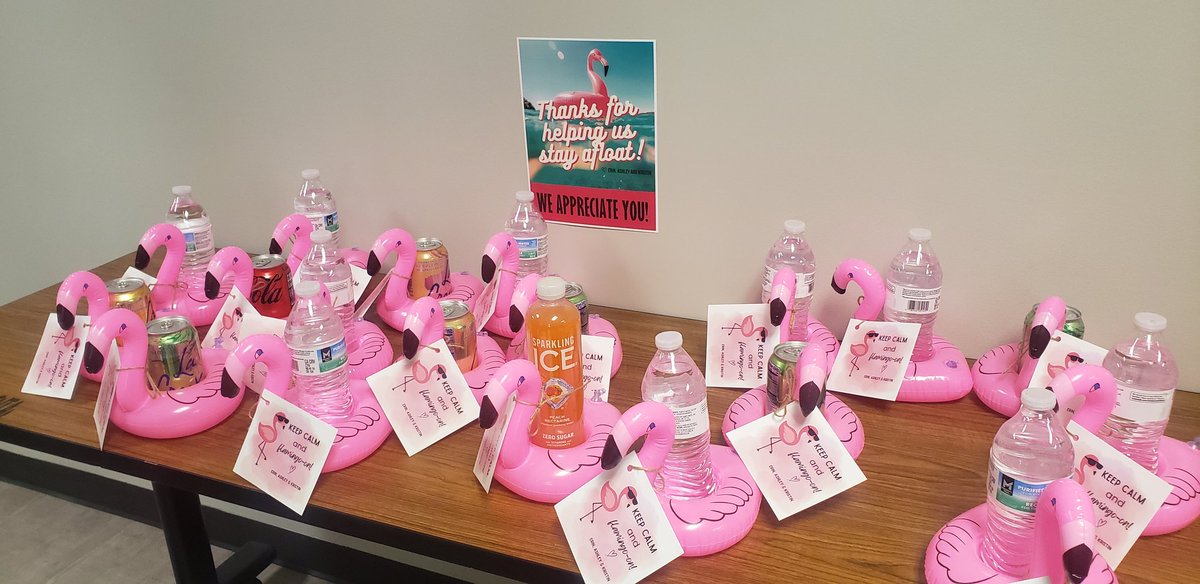 What the flock??? 🦩🦩🦩 Shout out to <a href="/mrshaack1/">MsHaack</a>, MPE KSAT Principal, for making everyday flAMAZING 🥰 FLAMINGOS were everywhere, &amp; so flocking cute!!! 😍 What a great way to stay afloat this Summer for students &amp; staff 🌞

#MPEKSAT ❤ #KSAT2024 🍎 #FlockOn 🦩🦩🦩