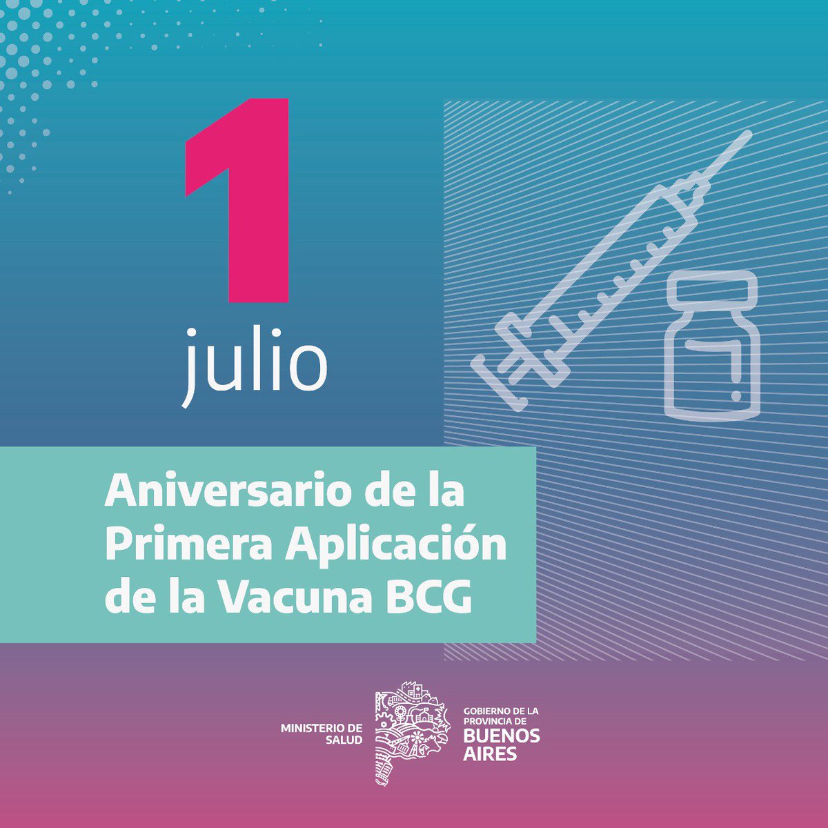 💉 | La vacuna BCG evita las formas graves de la tuberculosis y se aplica una única dosis en recién nacidos o durante la primera semana de vida. Su aplicación es obligatoria y gratuita 😊.

¡Tené tu carnet de vacunas al día! Más info: gba.gob.ar/vacunacion/