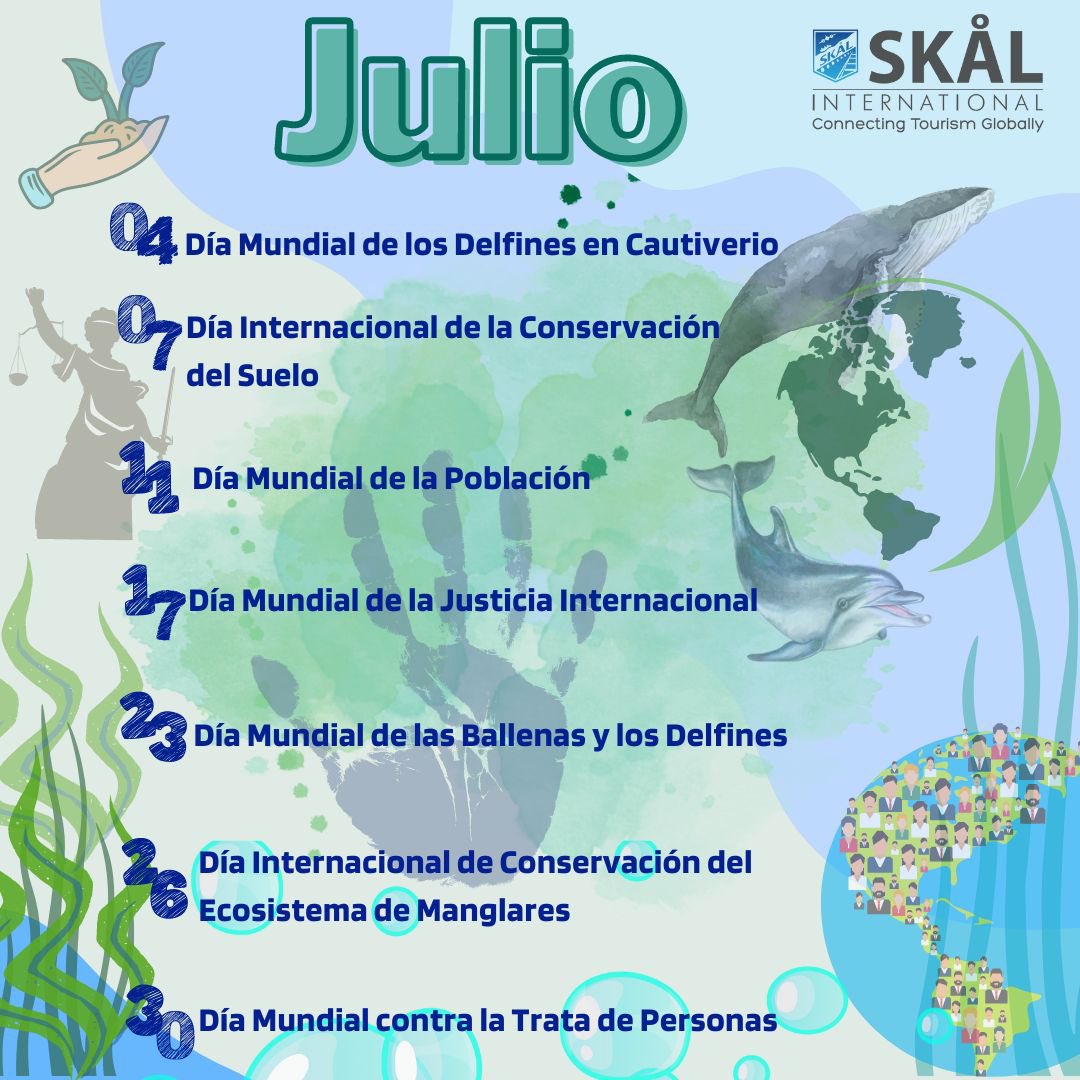 Julio 

Desarrollo Sustentable 
“Es aquel que se alcanza al satisfacer las necesidades de las generaciones presentes si conprometer la capacidad de las generaciones futuras de satisfacer sus propias necesidades”
#SkalSustains
<a href="/Skal_Intl/">Skål International</a> 
<a href="/Sustentur/">Sustentur</a> 
<a href="/PreferbyNature/">Preferred by Nature</a> 
<a href="/guchachi/">Equipo Verde Hux</a>