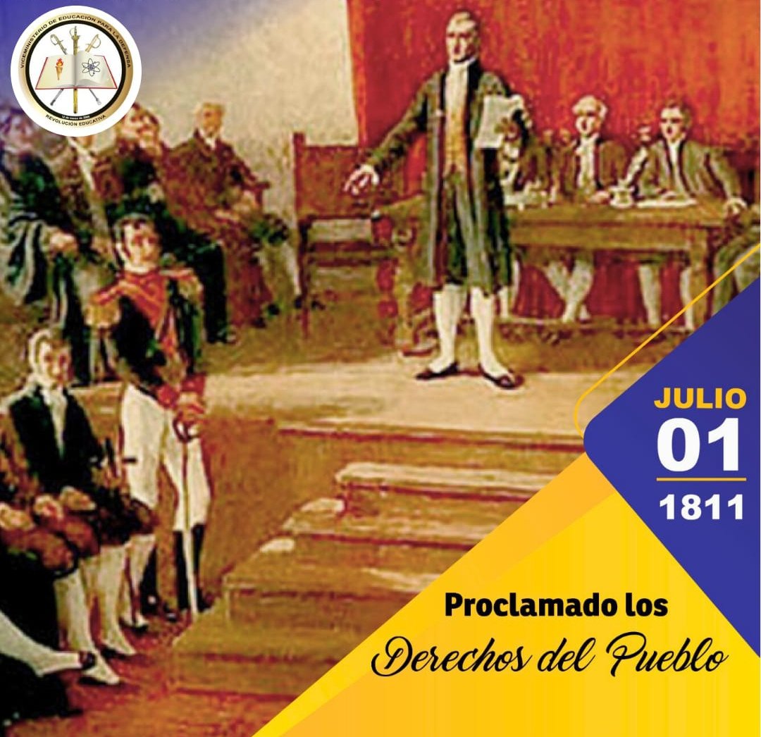 #SabíasQue el #01Jul de 1811, el Supremo Congreso venezolano, presidido por Francisco Xavier Yanes, proclama la Declaración de los Derechos del Pueblo, en el cual se plasman diversos artículos sobre la soberanía de la población.
#Fanb
#Venezuela
#ExcelenciaEducativaMilitar