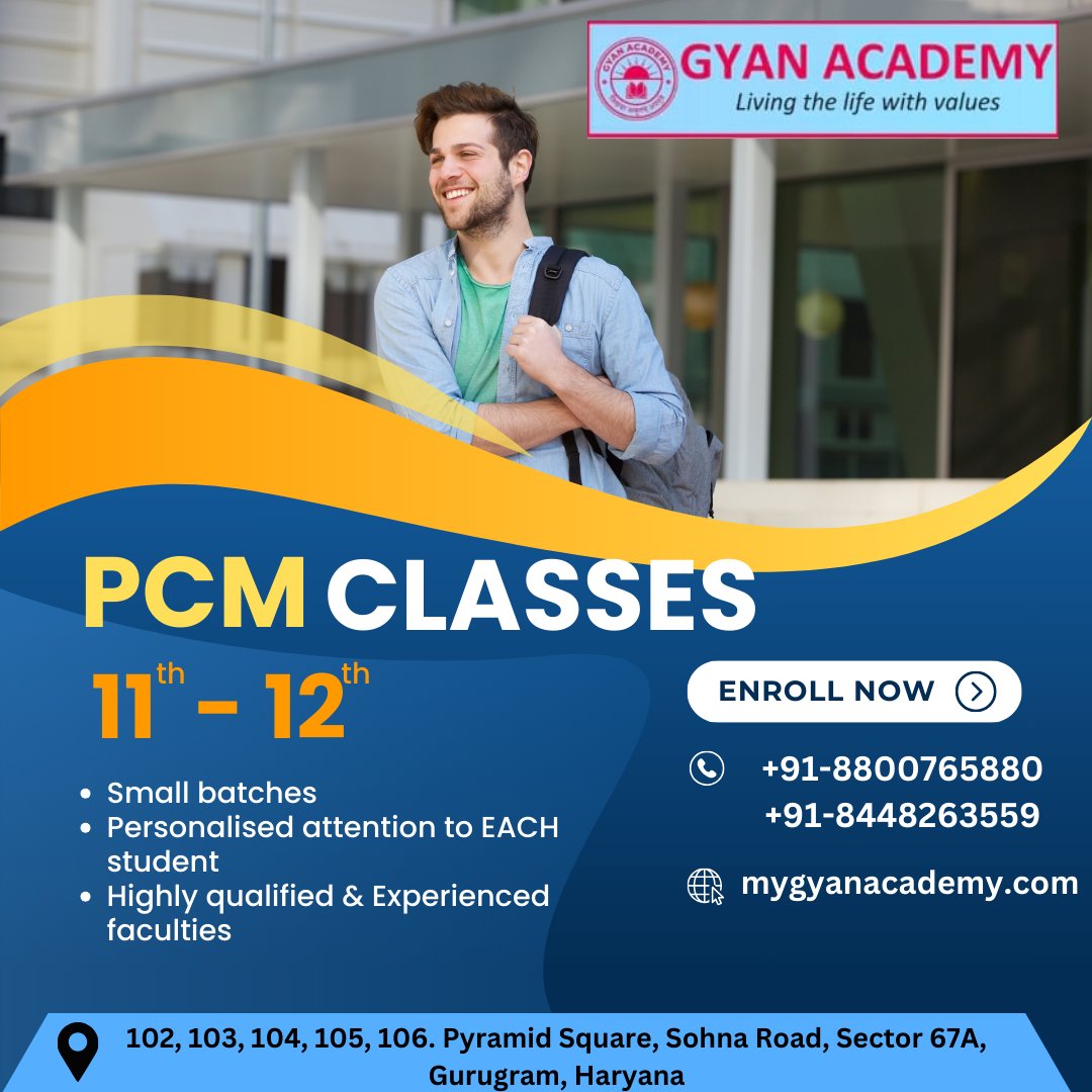 mygyanacademy's tweet image. 📚 Excel in Physics, Chemistry, and Mathematics! Enroll in Gyan Academy&apos;s PCM classes for Class 11 &amp;amp; 12. 

🤙 wa.me/+918800765880

#GyanAcademy #PCMClasses #coachingcenterforclass11insector68gurgaon #coachingcenterforclass11insector38gurgaon  #GyanAcademyGurgaon