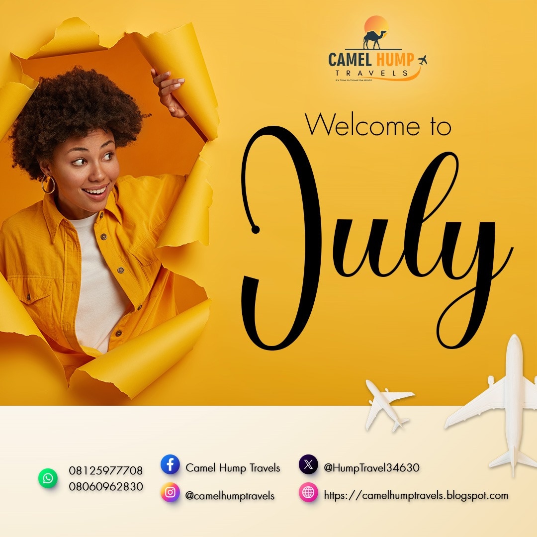 CamelHumpTravel's tweet image. It's July!

This is the best time to make travel plans. 

May this be the best one yet! 

#studyabroadguide #happynewmonth #evisaconsultant #evisaguide #traveler #travelguide.#lagostravelguide.#lagosvacationguide #naijatravelplug