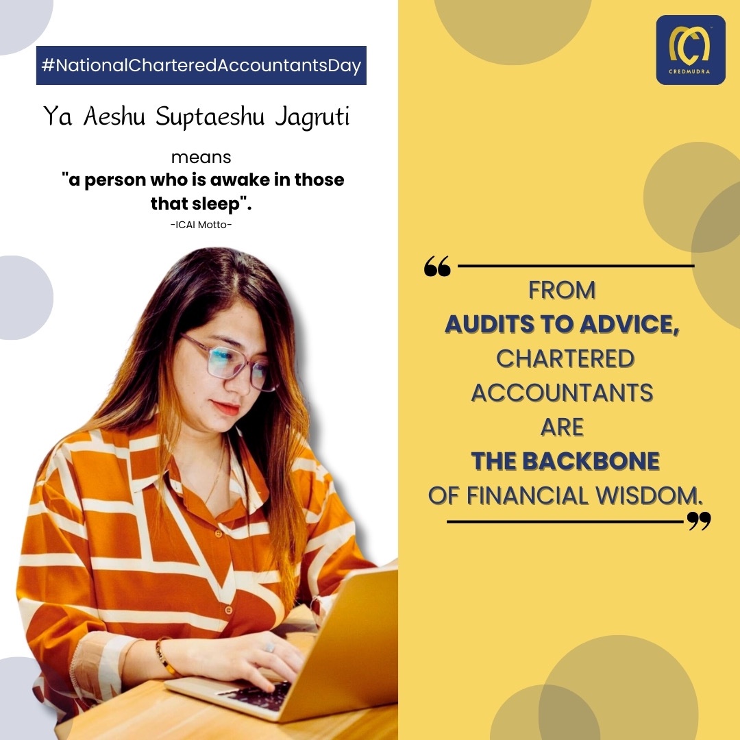 Credmudra's tweet photo. Honoring the precision, dedication, and last-minute miracles of Chartered Accountants everywhere. 
Thank you for your invaluable contributions! 🏆📊 

#CharteredAccountants #CADay2024 #ICAI #Credmudra https://t.co/H0cdxCuYVP