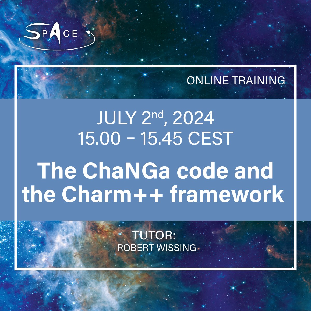 📢 Hurry up and register the ChaNGa code and the Charm++ framework. A <a href="/CoeSpace50804/">SPACE-CoE</a> online  and free training supported by <a href="/EuroCC_Czechia/">EuroCC Czechia</a>. Find out more here: space-coe.eu/training/train…