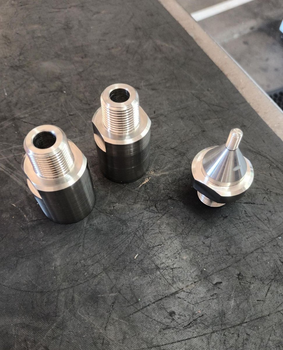 Three ½ “ breather bodies, manufactured in stainless steel. Two mid process and one at the end of the machining process! 
⁠
#RotaryUnions #swiveljoints #ukManufacturing #leamingtonspa #ukmfg #gbmfg #ukmanufacturer #engineers #engineering #maintenance