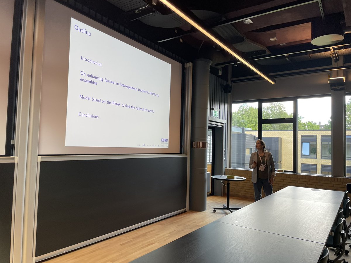 DoloresRomeroM's tweet image. Dr Kseniia Kurishchenko @kkurishchenko from @CBScph on #fairness in treatment allocation. Talk at the European Conference in #OperationalResearch @k_conference