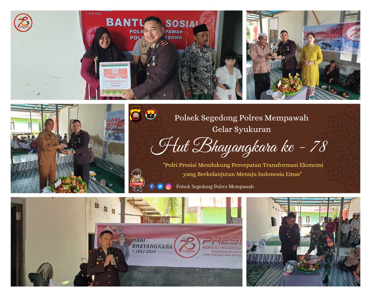 PSegedong's tweet photo. Hut Bhayangkara ke -78, Polsek Segedong gelar Syukuran bersama santri Ponpes Mambaul Ulum Al Hamidiyyah Desa Peniti Dalam I
#polripresisi2024 
#divisihumaspolri
#humaspoldakalbar 
#humaspolresmempawah
#polresmempawahbestari 
#hutbhayangkara78 

#polresmempawah 
#kapolresmempawah https://t.co/hINBjp1vBp