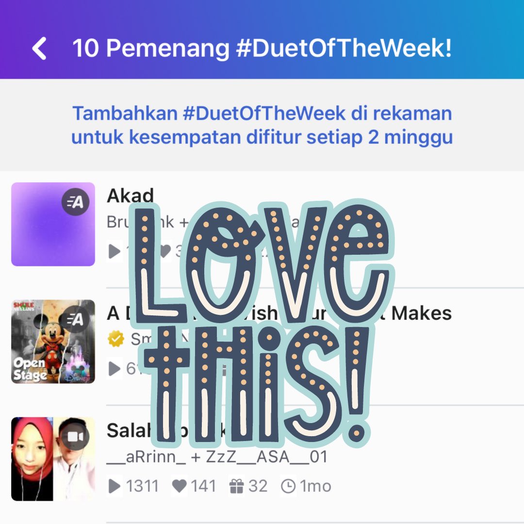 OfficialSmuleID's tweet photo. Selamat utk 10 PEMENANG #DuetOfTheWeek Smule Indonesia! 👏🏆 Klik di sini utk melihat semua Pemenang: https://t.co/3HnwiGW6ML , atau lihat di halaman Jelajah di Smule.

Mau jadi pemenang #DuetoftheWeek Indonesia? Pelajari caranya di sini: https://t.co/fHJsq0GBxz

#SmuleID #Smule https://t.co/l4gvESkFzg