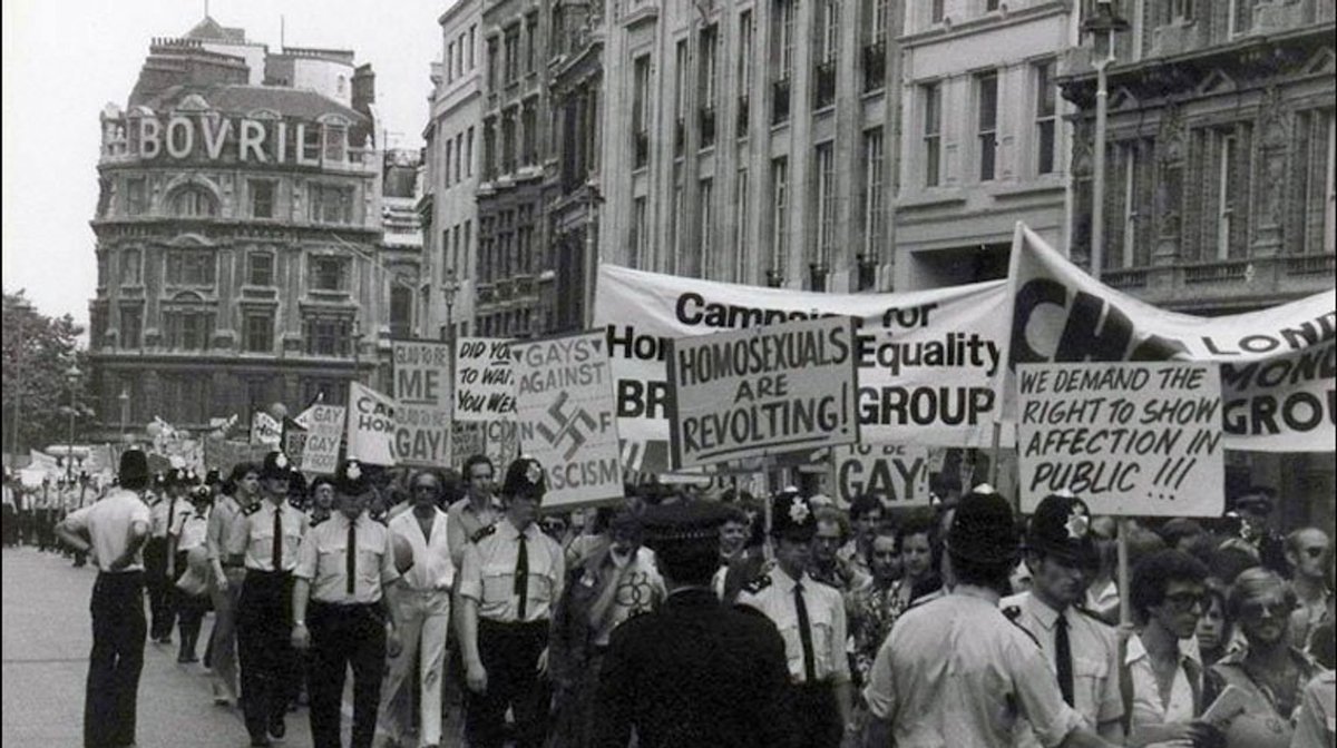 radicaldaily's tweet photo. July 1 1972 - First Gay Pride Rally held in London. Date chosen as nearest Saturday to anniversary of Stonewall Riot in 1969. https://t.co/IeP2ok0POR