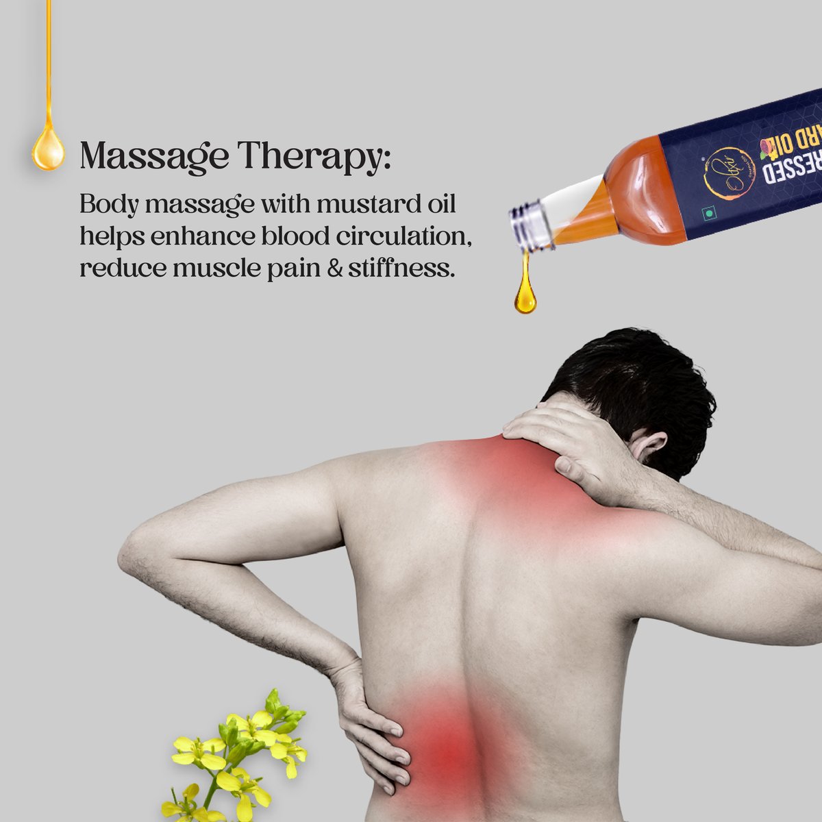 OlixirOils's tweet image. Discover the magic of mustard oil! 

Mustard oil is a natural remedy for hair care and skin care. It is our versatile companion for cooking, beauty, and wellness! 

#Olixir #MustardOil #healthy #Chooseright #Eatright #coldpressedoils #haircare #massage #therapy