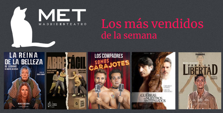 MadridEsTeatro (@teatromadrid) on Twitter photo La taquilla #Losmasvendidos #Teatro #Taquilla🎟️💰
# 1 LA REINA DE LA BELLEZA <a href="/Teatro_Infanta/">Teatro Infanta Isabel</a>
# 2 ABRE FÁCIL <a href="/TeatrosLuchana/">Teatros Luchana</a>
# 3 SOMOS CARAJOTES <a href="/TEATROQSF/">Teatro Quique San Francisco</a>
# 4 LAS GUERRAS DE NUESTROS ANTEPASADOS <a href="/TeatroBellasArt/">Teatro Bellas Artes</a>
# 5 PARA LA LIBERTAD #TeatroMarquina madridesteatro.com La taquilla #Losmasvendidos #Teatro #Taquilla🎟️💰
# 1 LA REINA DE LA BELLEZA <a href="/Teatro_Infanta/">Teatro Infanta Isabel</a>
# 2 ABRE FÁCIL <a href="/TeatrosLuchana/">Teatros Luchana</a>
# 3 SOMOS CARAJOTES <a href="/TEATROQSF/">Teatro Quique San Francisco</a>
# 4 LAS GUERRAS DE NUESTROS ANTEPASADOS <a href="/TeatroBellasArt/">Teatro Bellas Artes</a>
# 5 PARA LA LIBERTAD #TeatroMarquina madridesteatro.com
