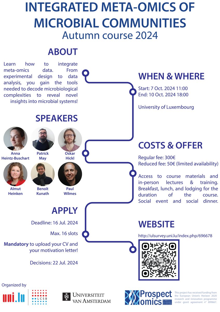 Microbiomes in One Health (@microh_dtu) on Twitter photo Looking to learn more on #integrated #meta #omics to study #microbiomes 🦠🦠🦠 by a wonderful speaker lineup?
Apply to the upcoming autumn course in #Luxembourg🇱🇺 enabled by <a href="/prospectomics/">PROSPECTOMICS</a>! <a href="/uni_lu/">uni.lu</a> <a href="/lcsb_uni_lu/">Luxembourg Centre for Systems Biomedicine</a> <a href="/ResearchLux/">Research Luxembourg</a> 
👉ulsurvey.uni.lu/index.php/6966…👈 Looking to learn more on #integrated #meta #omics to study #microbiomes 🦠🦠🦠 by a wonderful speaker lineup?
Apply to the upcoming autumn course in #Luxembourg🇱🇺 enabled by <a href="/prospectomics/">PROSPECTOMICS</a>! <a href="/uni_lu/">uni.lu</a> <a href="/lcsb_uni_lu/">Luxembourg Centre for Systems Biomedicine</a> <a href="/ResearchLux/">Research Luxembourg</a> 
👉ulsurvey.uni.lu/index.php/6966…👈