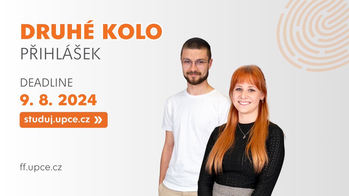 Nestihli jste podat přihlášku, nebo to napoprvé nevyšlo? Nevadí! Druhé kolo přijímacího řízení na naši fakultu je tady.🧡

Přihlášky do bakalářského a magisterského studia přijímáme do 9. 8. 2024. 🔔
👉ff.upce.cz/ff/studium/pro…