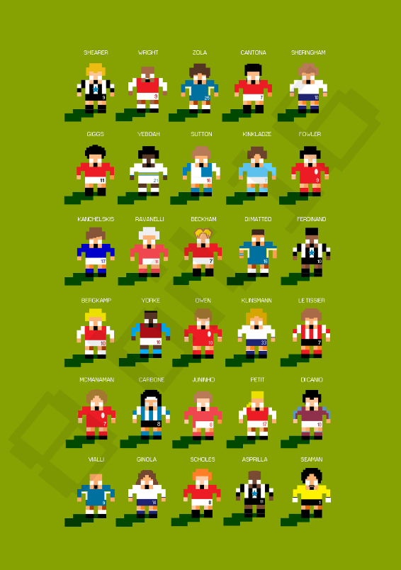 SensibleSWOS's tweet photo. Sensible Soccer x Premier League
A3 Prints OUT NOW!
https://t.co/8MDnetCRzr
My Sensi homage to some of the 90's Premier League Legends
#SensibleSoccer #EPL #PremierLeague #90s #football #notalgia #pixelart #art #SNES #Amiga #MegaDrive #C64 #Retrogaming #GamersUnite #NUFC #MUFC https://t.co/6HOabpLBgN