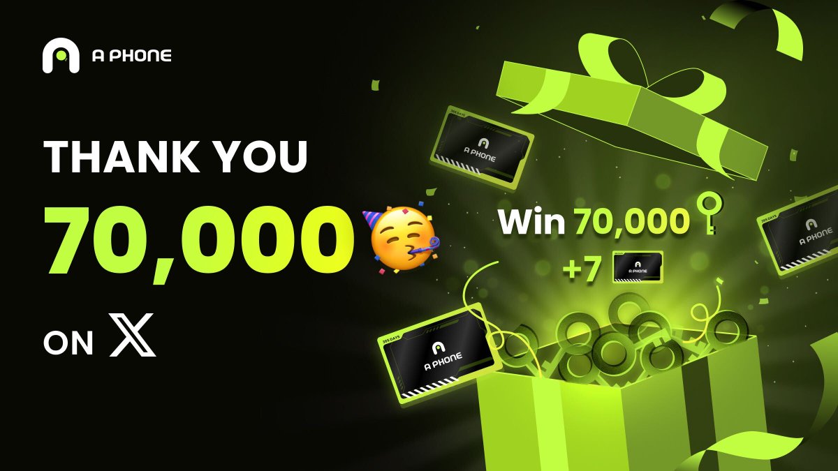 aphonelabs's tweet image. 🪂 70K GIVEAWAY  🪂

To celebrate hitting 70,000+ followers, we’re giving away 70,000 keys 🔑 + 7 APhone Devices☁️📱

PRIZES 
35x winners of the keys (2,000 keys/each) 
7x winners of the devices (1 device/each)  

To enter,  join our QuestN below 👇🏻 app.questn.com/quest/92182038…