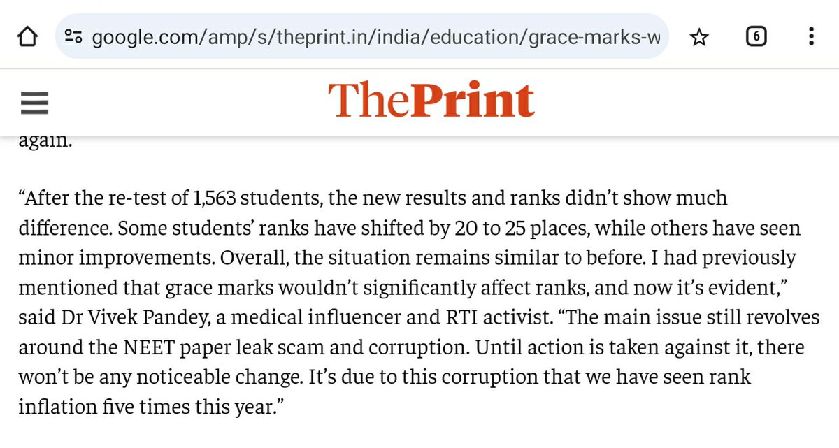 Vivekpandey21's tweet photo. Grace marks were just cover up for main blunder of paper leak- aspirants on revised NEET UG results

Results of retest did not make any significant difference in final rank

@Nootan98 @ThePrintIndia

https://t.co/S4Cp6I0h82

#neet_scam #NEETUGUPDATE
#neet2024scam #NEET_परीक्षा https://t.co/qolvY6LOz2