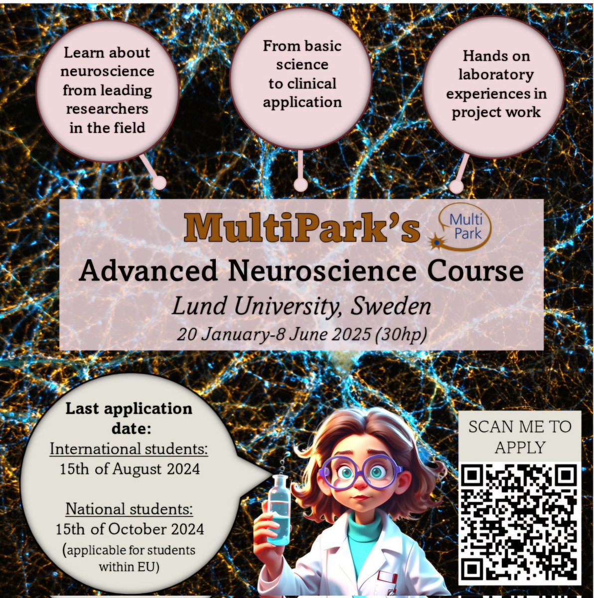 Don't miss out on the new Advanced Neuroscience course organized by MultiPark. You will gain in-depth theoretical and practical knowledge from top neuroscientists at Lund University.