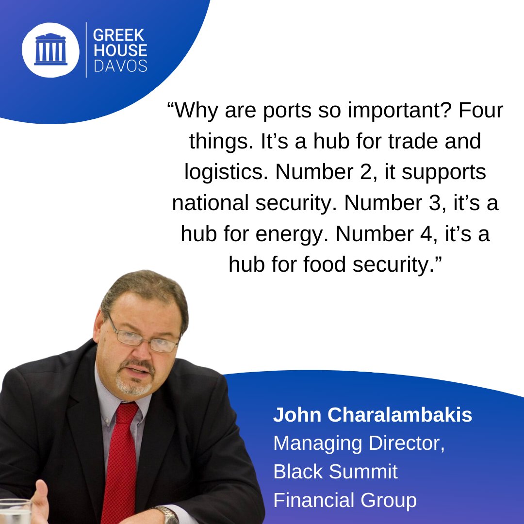 John Charalambakis, Managing Director, Black Summit Financial Group, made the following remarks during his Stakeholders' Discussion about "Rethink the ports as hubs: The strategic importance for Greece, Balkans &amp; Europe" during our 2024 annual meeting in Davos.

#ghd24 #wef2024