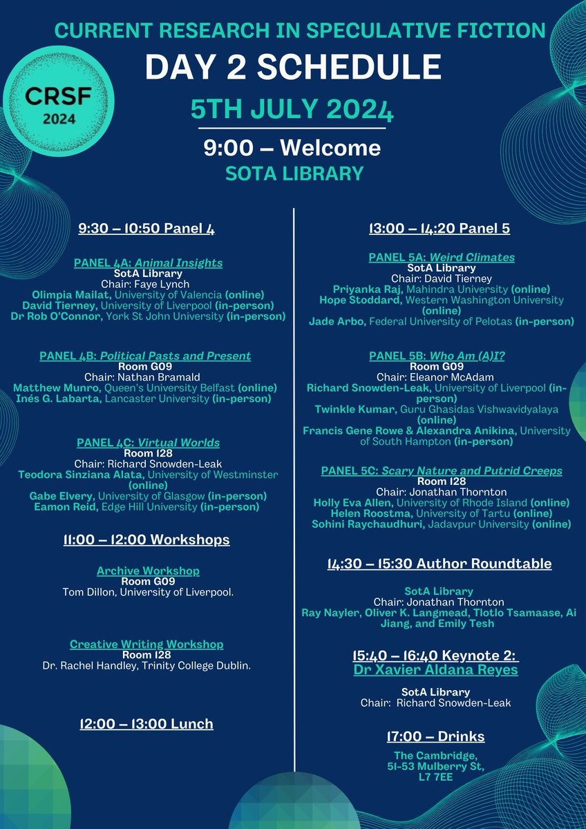 We are just a few days away from #CRSF2024 We have a few minor changes to our schedule. You can find the updated version here.