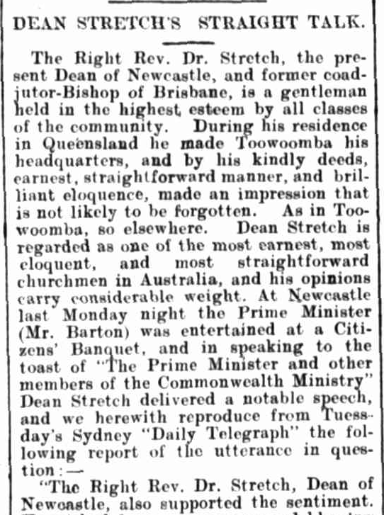AustAnglican's tweet photo. 1 July 1900: the Rt Revd John Francis (Jack) Stretch, previously an Assistant Bishop in Brisbane, is installed @newycathedral as as second Dean of Newcastle (and Assistant Bishop in the Diocese of Newcastle). #anglican #124years In 1906 he went on to become Bishop of Newcastle. https://t.co/xfLiAhoYtp