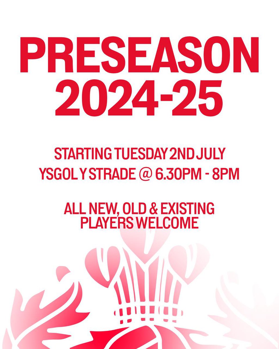 FurnaceUnited's tweet photo. Pre Season kicks off tomorrow night 6:30 PM start at Ysgol Y Strade. All players please ensure to park over at Festival fields or on the road if there is room. No cars to be brought on the school site as the gates and barriers will be locked at 6 PM. 🍒🍒 https://t.co/cZecuQpOTc