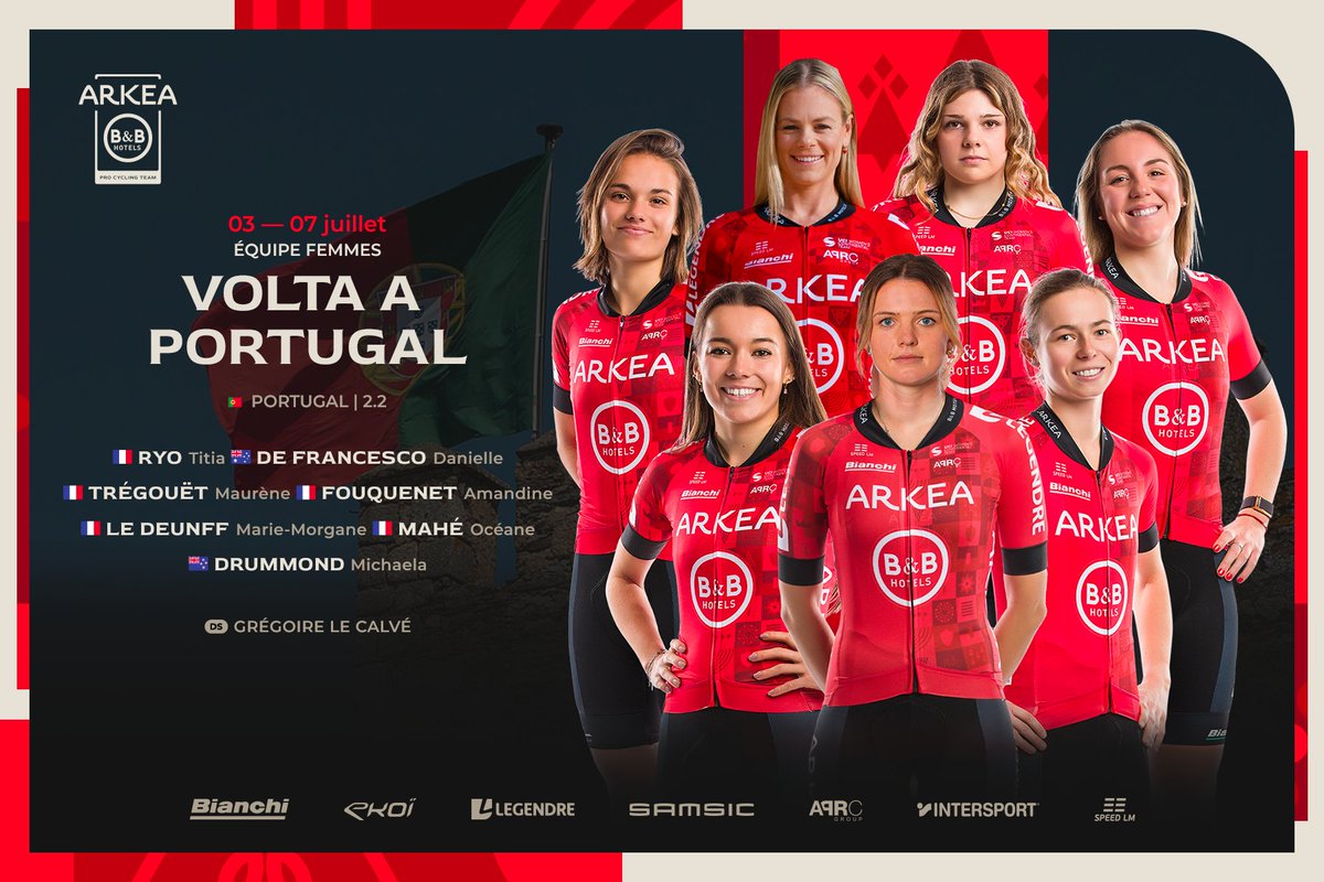 L’équipe ARKEA-B&amp;B HOTELS Femmes s’alignera pour la première fois au départ du Tour du Portugal ce mercredi à Gaia 🇵🇹

Elle s'y présente avec de l'ambition ⤵
arkea-bbhotels.com/fr/posts/micha…