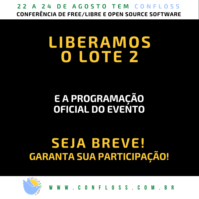 ConFloss's tweet photo. Mais de 40 horas de Conteúdo 100% open source
👉 https://t.co/jOmNeYiSj0
👉 https://t.co/pHyCmgLU99
22 a 24 de Agosto - 👉 22 (onilne) 👉 23 e 24 (Presencial, em Palhoça-SC)
#confloss #linux #opesource #palhoça #palhoçaSC #floripa #eventoscorporativos https://t.co/K29nISksy1