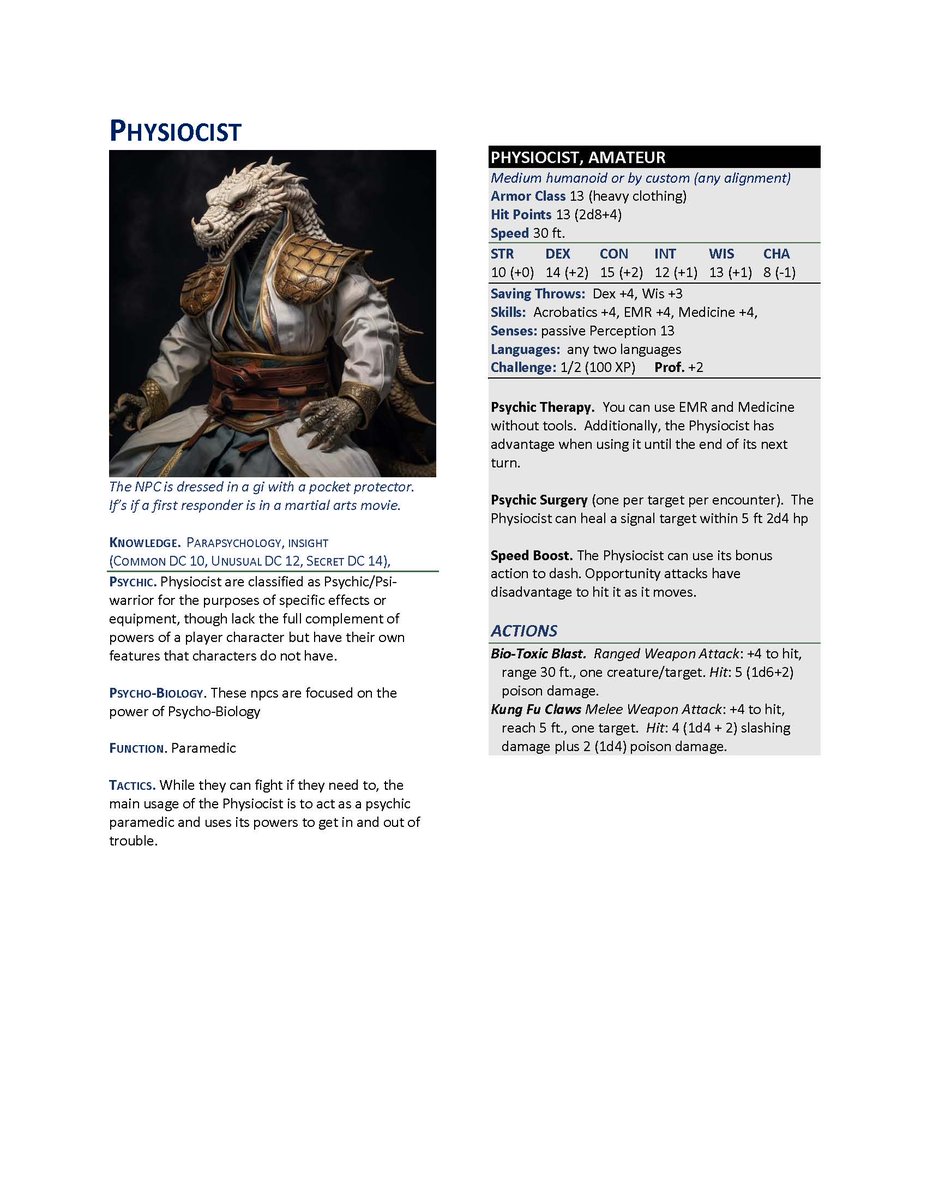drevrpg's tweet photo. Psychic Combat Medics Just in time for Canada day!  Dragons optional. :p #hodgepocalypse #drevrpg #monster #statblock #apocalypse #dnd5e https://t.co/BgbVjFDrC4