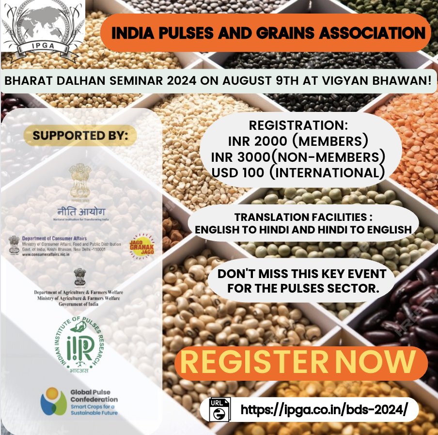 Join us for the IPAG Bharat Dalhan Seminar on 9th August 2024. 🌾📷 Registration is now open! Don't miss this opportunity to learn, connect, and grow. Register today!  ipga.co.in//bds-2024/ #IPAGBharatDalhanSeminar